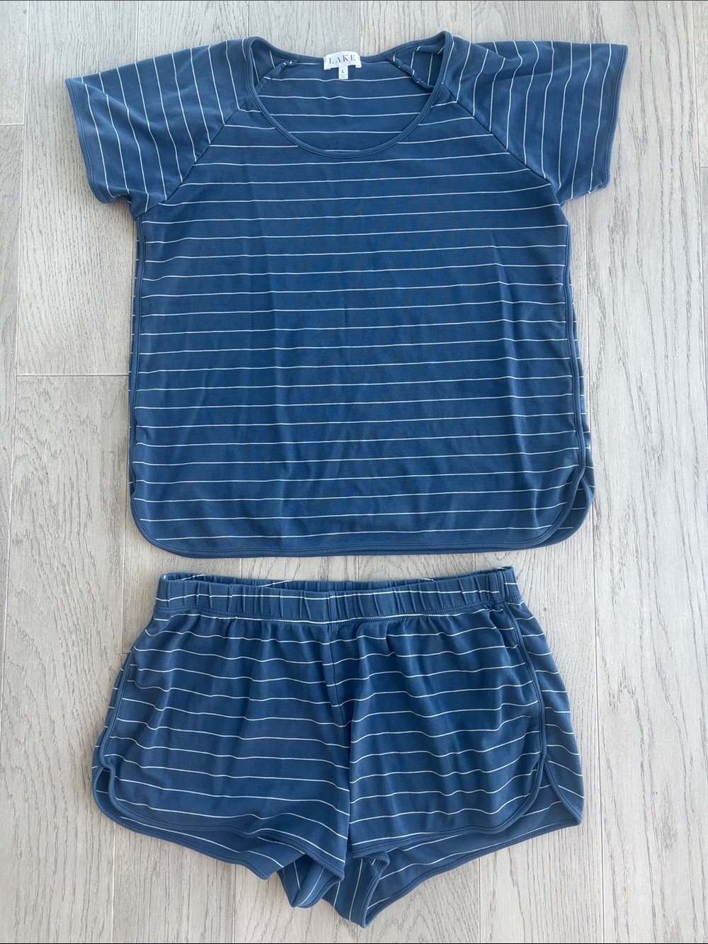 Striped Navy Short Sleeve Women’s Pajama Set - Picture 3 of 7